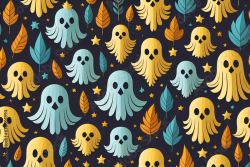 Ghosts wallpaper illustration of ghosts in different colors.