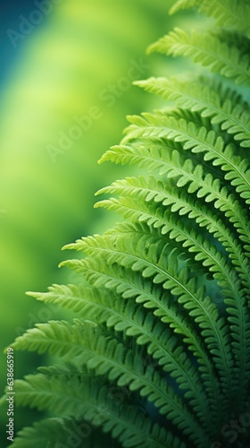 fern leaf bathed in gentle morning light on a blurred background. Abstract background with fern pattern