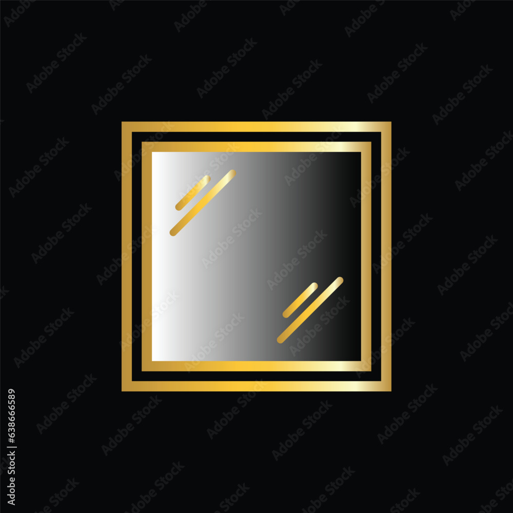 gold color mirror icon, vector, template, logo, trendy, collection, flat, design