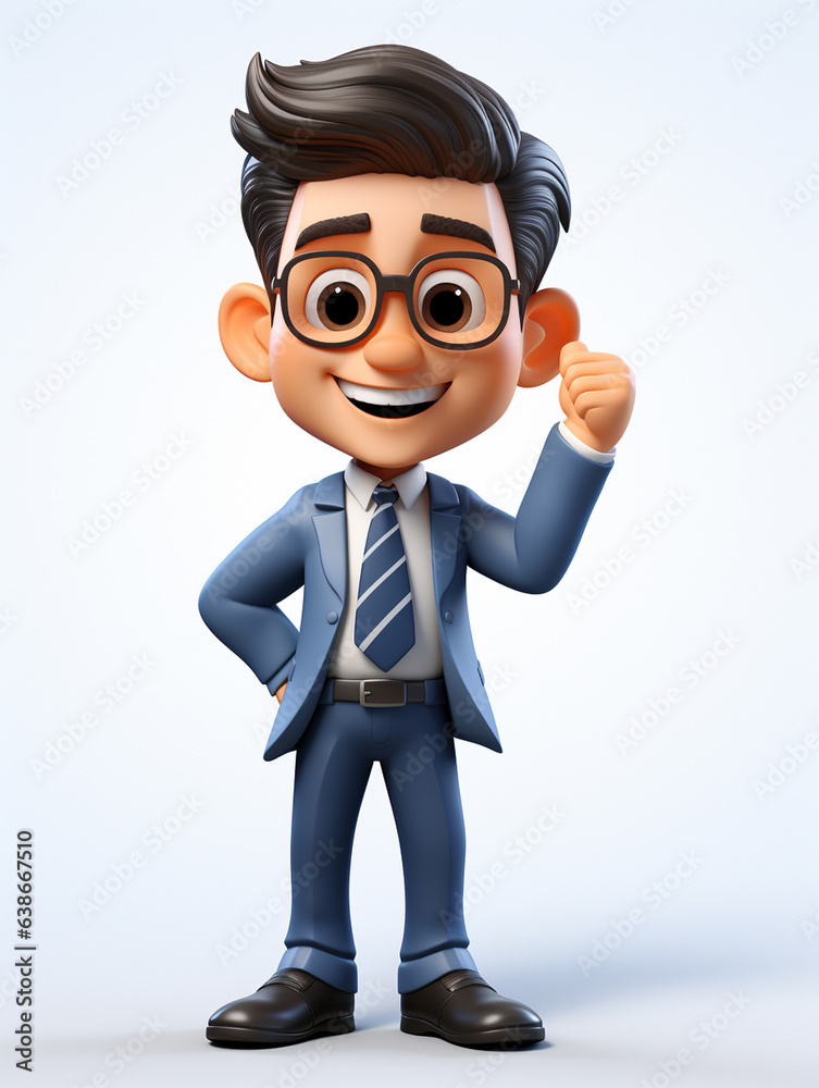 a happy 3d business man on transparent white background a happy 3d business man on transparent white background