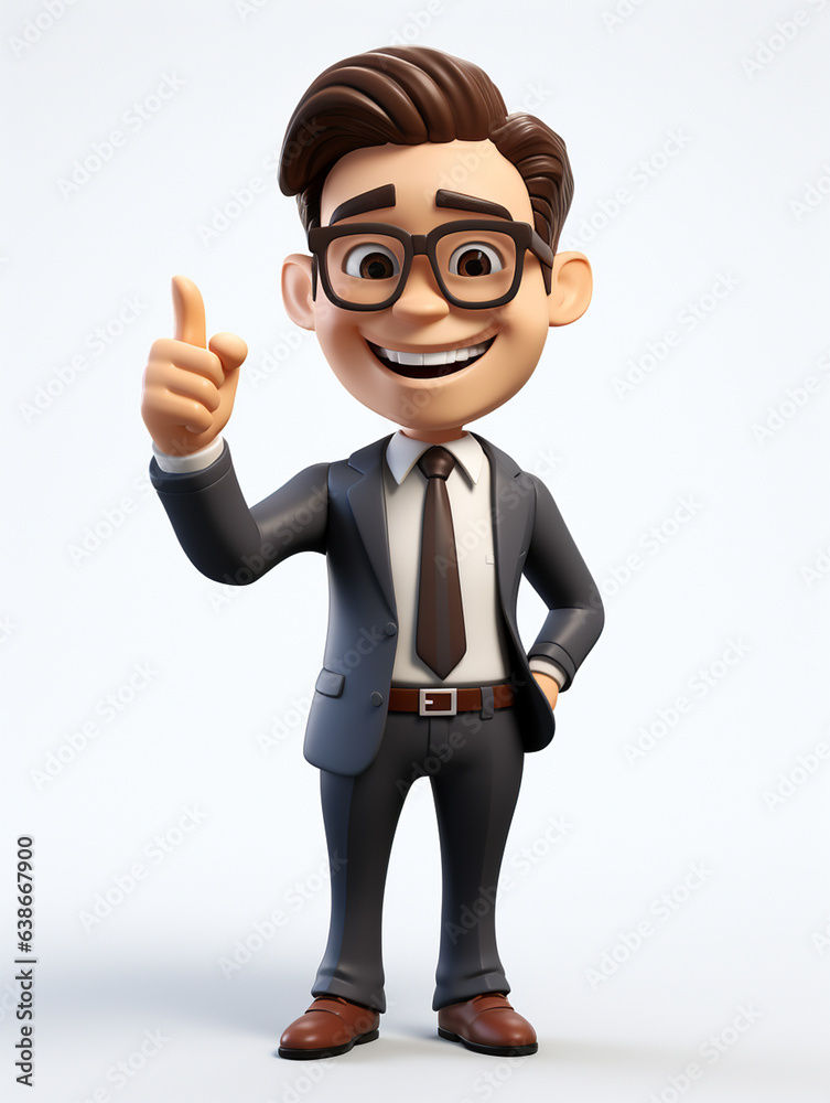 a happy 3d business man on transparent white background a happy 3d business man on transparent white background