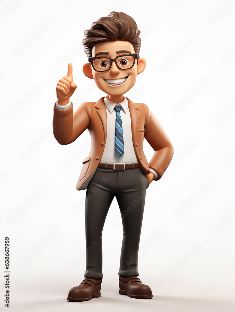a happy 3d business man on transparent white background a happy 3d business man on transparent white background