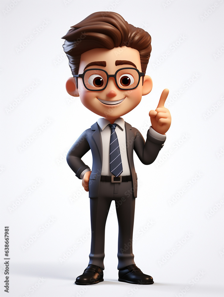 a happy 3d business man on transparent white background