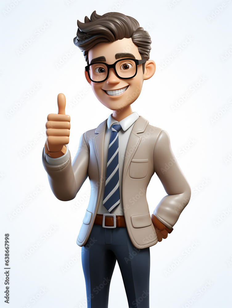 a happy 3d business man on transparent white background a happy 3d business man on transparent white background