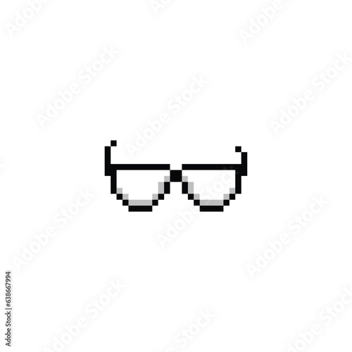 this is eyeglass icon in pixel art with white black color and white background this item good for presentations stickers  icons  t shirt design game asset logo and your project.
