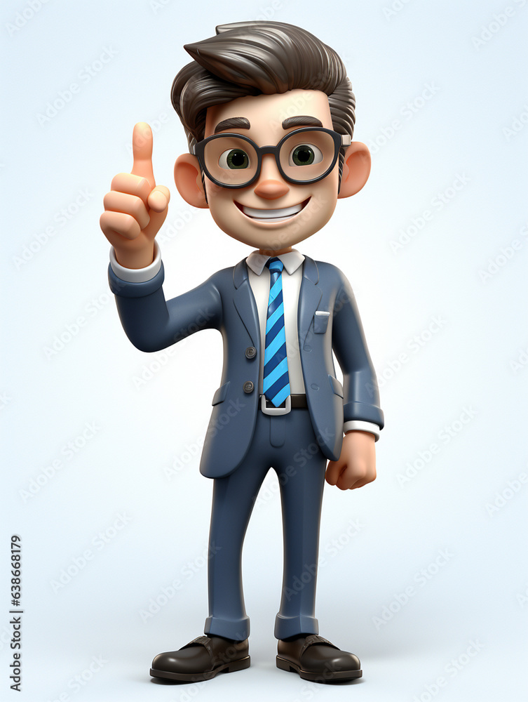 a happy 3d business man on transparent white background