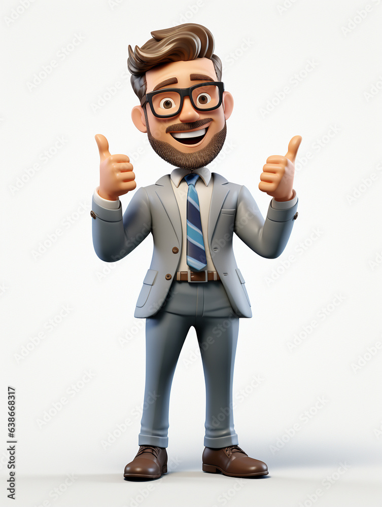 a happy 3d business man on transparent white background a happy 3d business man on transparent white background