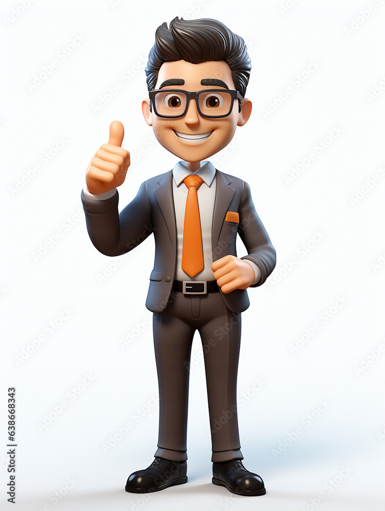 a happy 3d business man on transparent white background a happy 3d business man on transparent white background