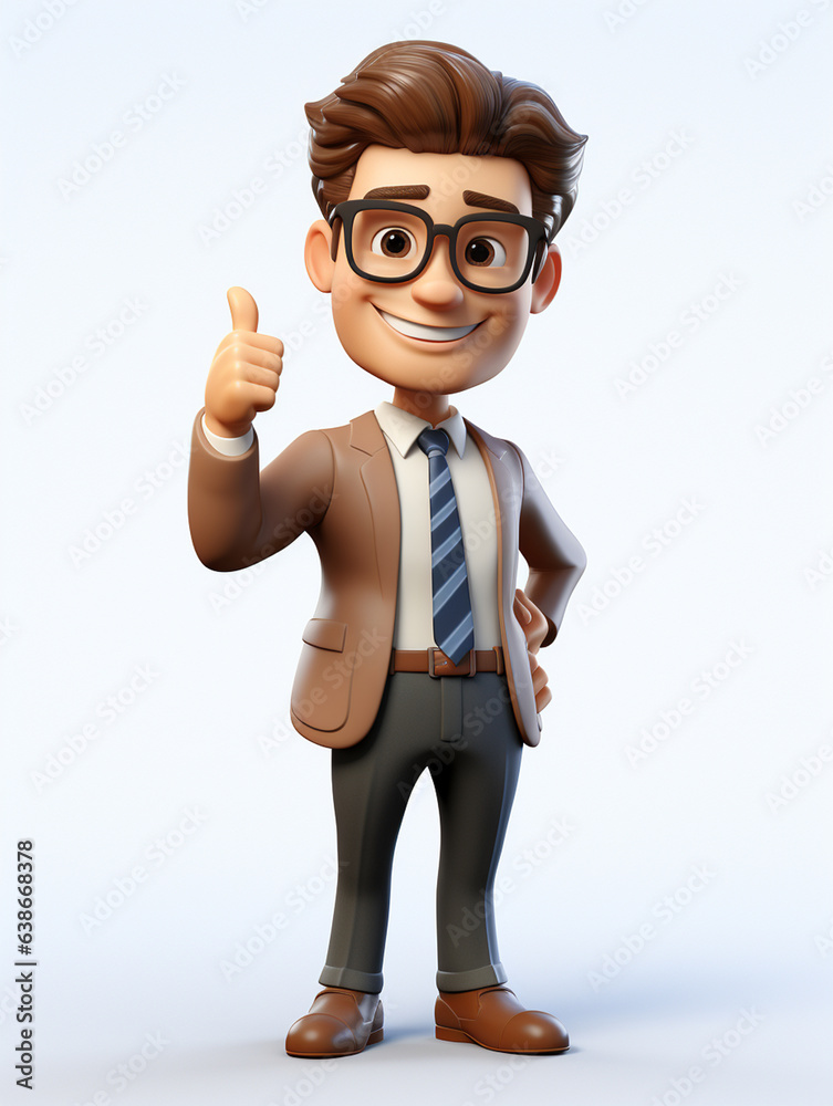 a happy 3d business man on transparent white background a happy 3d business man on transparent white background