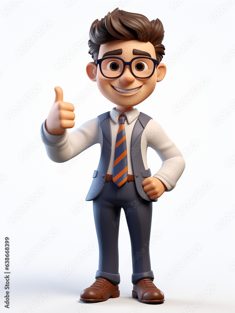 a happy 3d business man on transparent white background a happy 3d business man on transparent white background