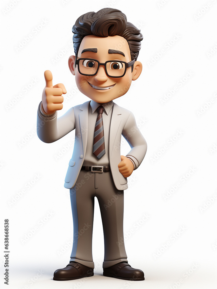 a happy 3d business man on transparent white background a happy 3d business man on transparent white background
