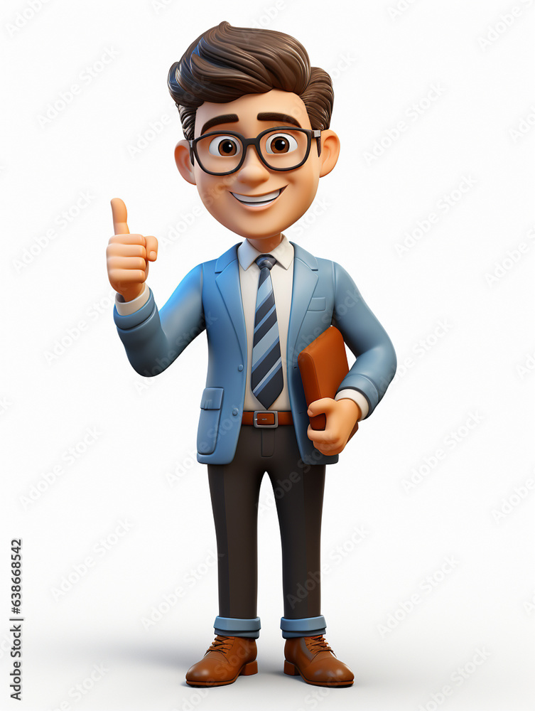 a happy 3d business man on transparent white background a happy 3d business man on transparent white background