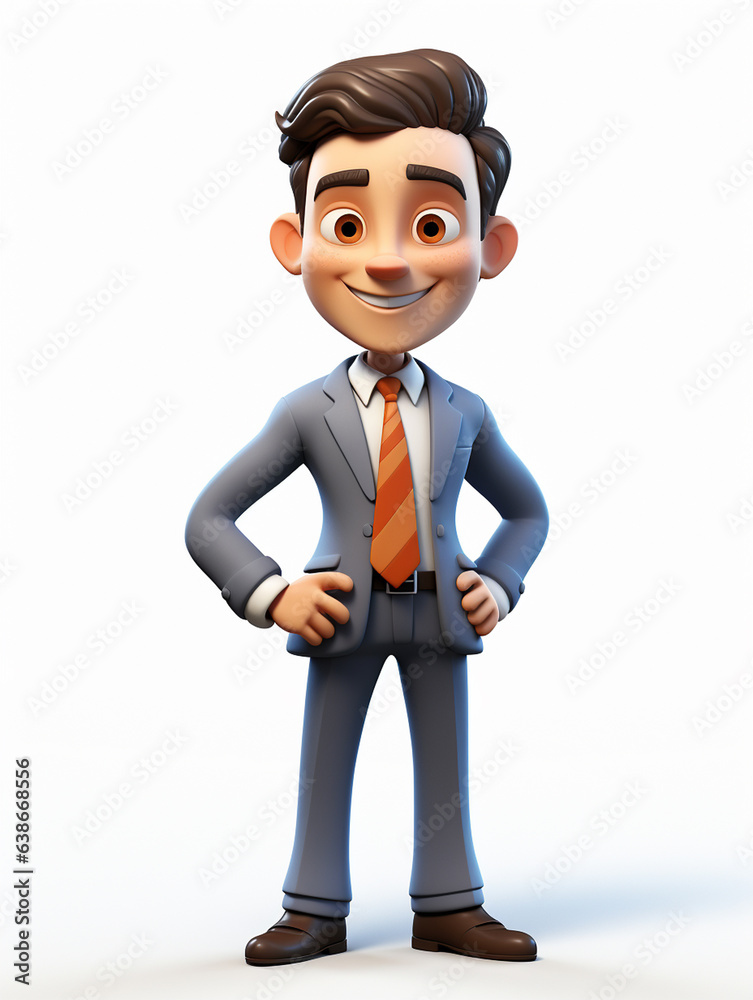 a happy 3d business man on transparent white background a happy 3d business man on transparent white background