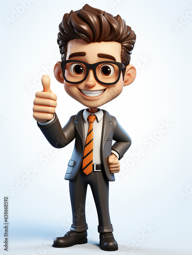 a happy 3d business man on transparent white background