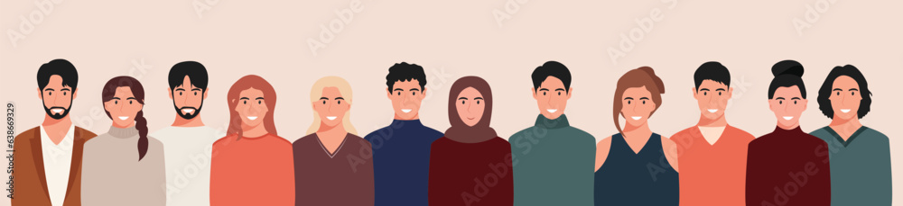 A group of people from different cultures and traditions. Diversity. Diverse multiracial and multicultural groups of people. Vector illustration in flat style. A group of people from different cultures and traditions. Diversity. Diverse multiracial and multicultural groups of people. Vector illustration in flat style.