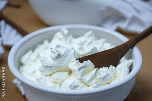 The smooth texture of fresh ricotta is highlighted in this irresistible image, ready to satisfy the most demanding palates. Generated by AI