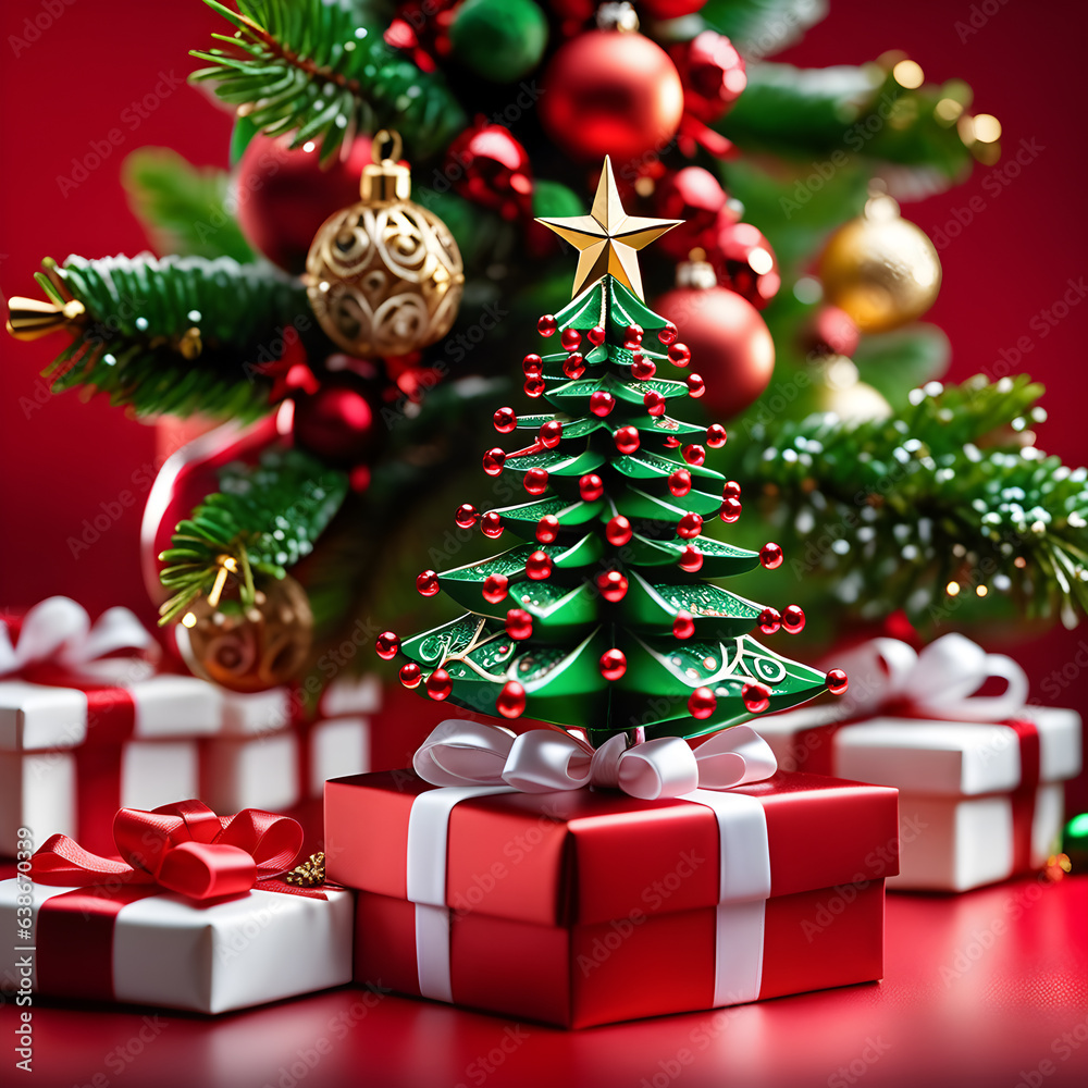 Merry Christmas and Happy New Year decoration red background illustration Merry Christmas and Happy New Year decoration red background illustration