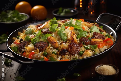 Mouthwatering Rice Biryani Platter A Gourmet Experience Generative AI
