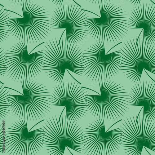 Background, seamless vector pattern in green tones - Washingtonia palm leaves.