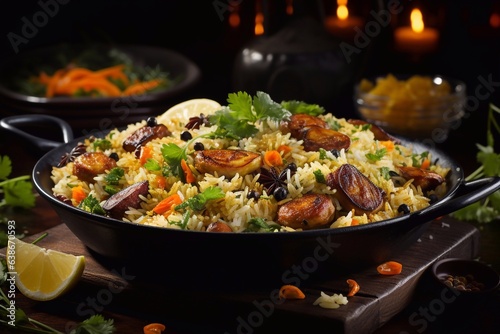 Plate of Flavorful Rice Biryani A Culinary Delight Generative AI