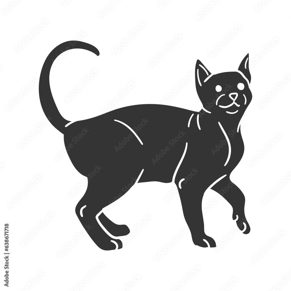 Obraz premium Cat Icon Silhouette Illustration. Domestic Pet Vector Graphic Pictogram Symbol Clip Art. Doodle Sketch Black Sign.