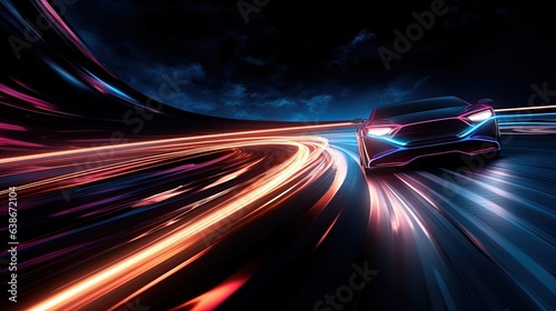 Abstract Concept of the Speed of Light, Colorful Shapes on an Abstract Background.