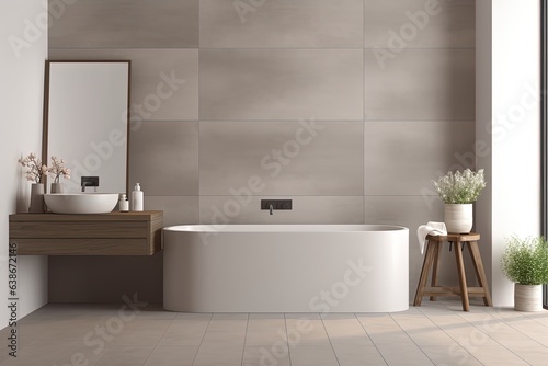 Interior Desing of a Bathroom  Grayscale. Modern.