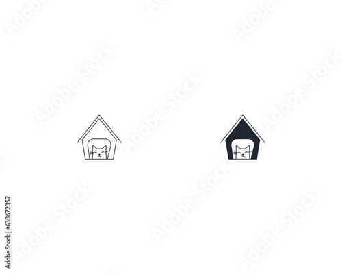Dog and cat logo design template vector, line of pet logo design suitable for pet shop, store, cafe, business, hotel, veterinary clinic, Domestic animal vector illustration logotype, sign, symbol.