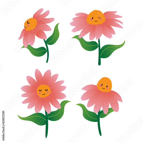 set of cute cone flower