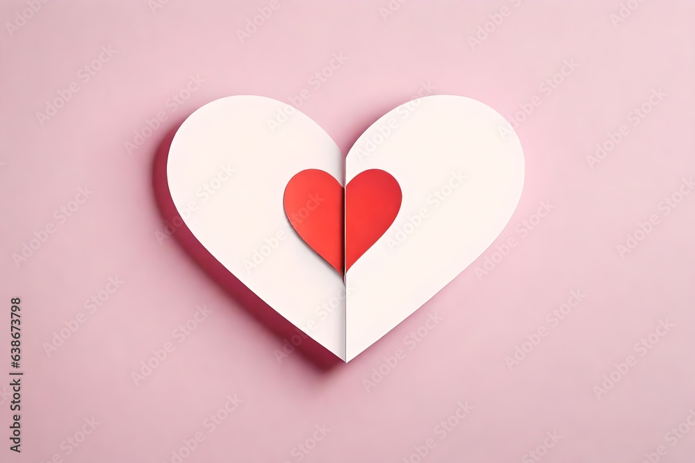 pink heart, Paper Made Heart Icon, concept of Love and Relationships
