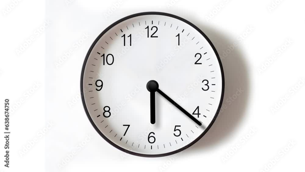 Analog wall clock spinning animation through the hours. AI generated clock image
