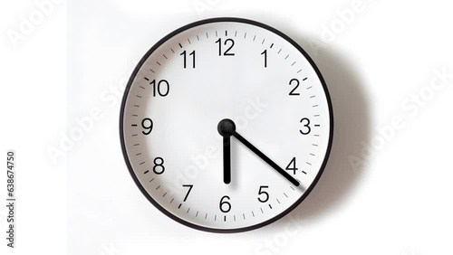 Analog wall clock spinning animation through the hours. AI generated clock image photo