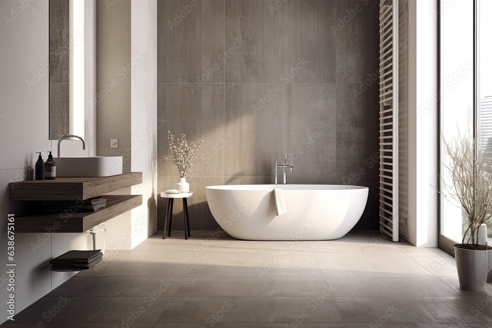 Interior Desing of a Bathroom, Grayscale. Modern. Interior Desing of a Bathroom, Grayscale. Modern.