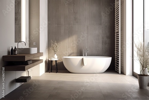 Interior Desing of a Bathroom  Grayscale. Modern.