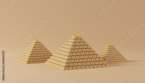 Pyramids Isolated on pastel background. Travelling and holidays to Egypt. Travel famous landmarks or world attractions concept. 3d Render illustration.