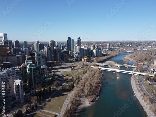 Captivating Aerial Views of Calgary's Urban Skyline, Landmarks, and Heroic Statues