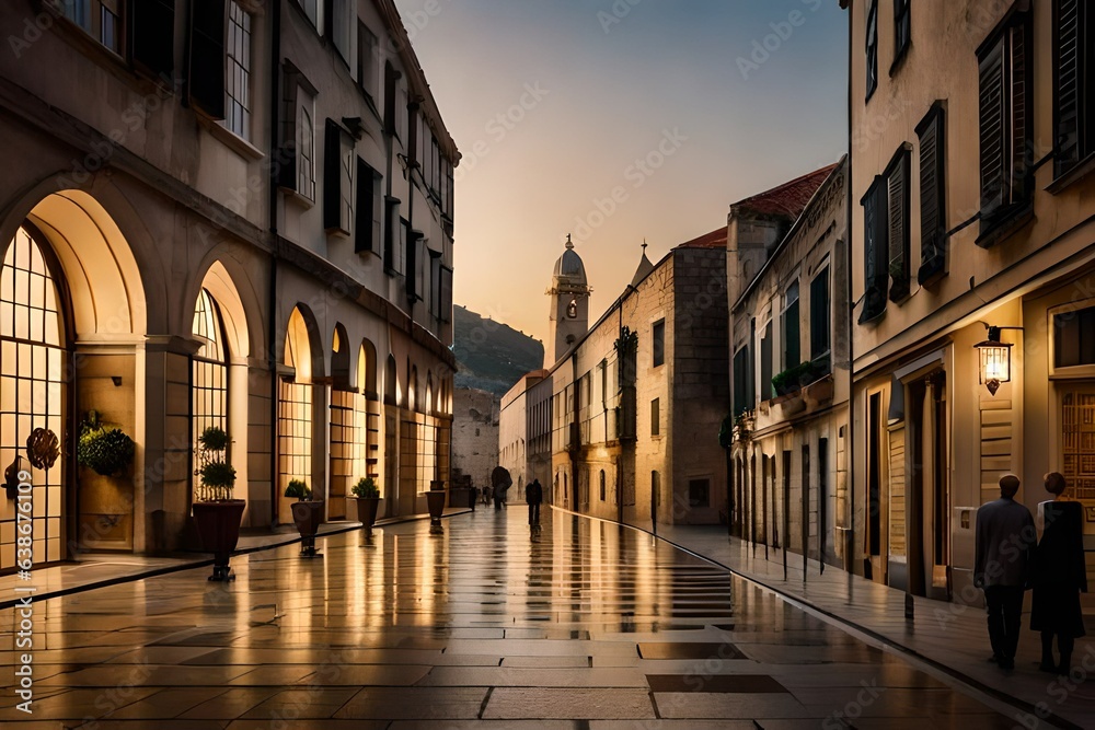 Fototapeta premium street in the town country Generative AI 