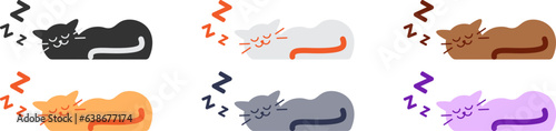 Cute Cats Sleeping Vector Illustration Set