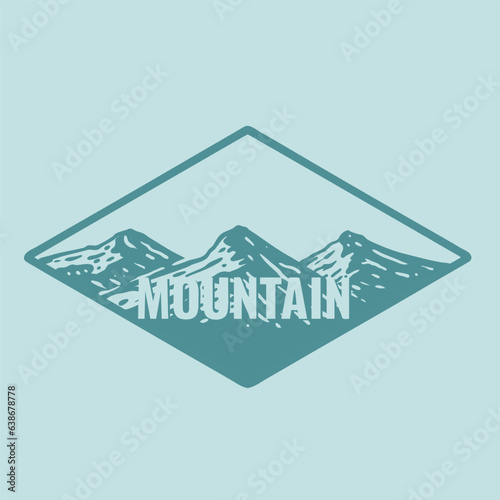 vector emblem illustration on high and steep mountains