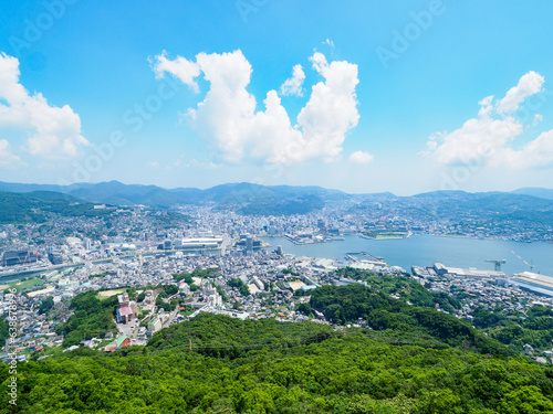 長崎県　長崎市の街並み　稲佐山からの眺め