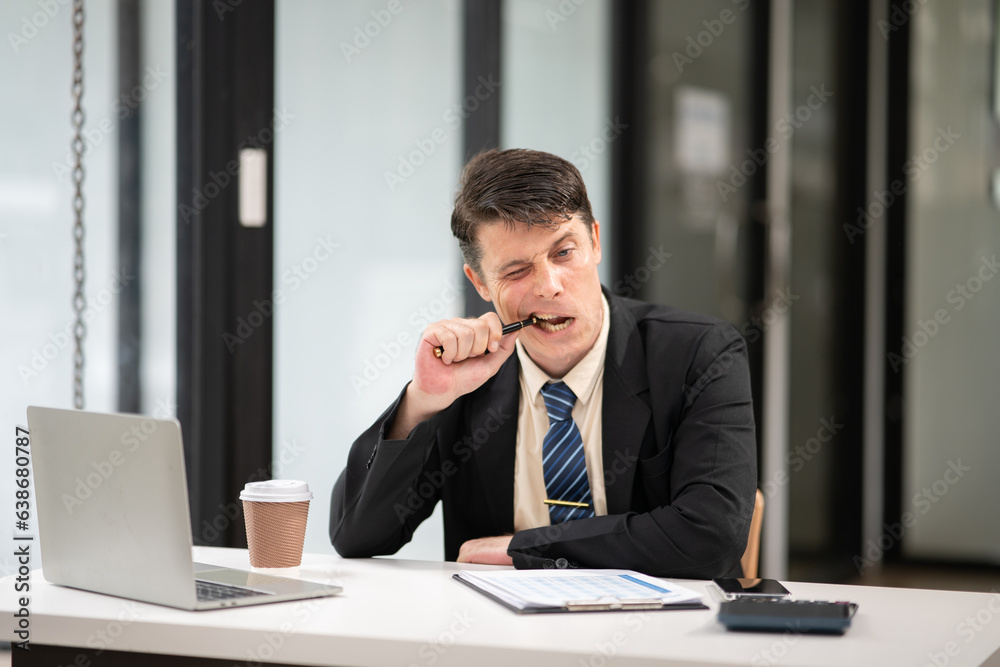 Businessman talking to customers online together at the office. Businessman talking to customers online together at the office.