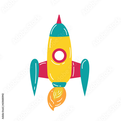 Set of aero space stickers. Rocket icon.