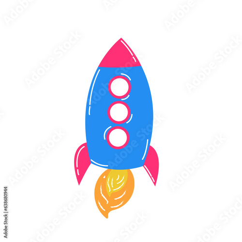 Set of aero space stickers. Rocket icon.
