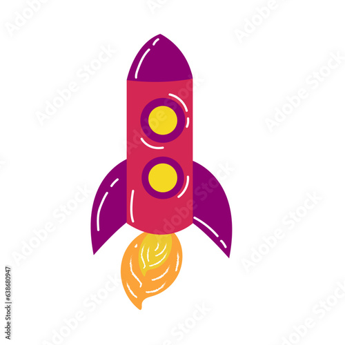 Set of aero space stickers. Rocket icon.