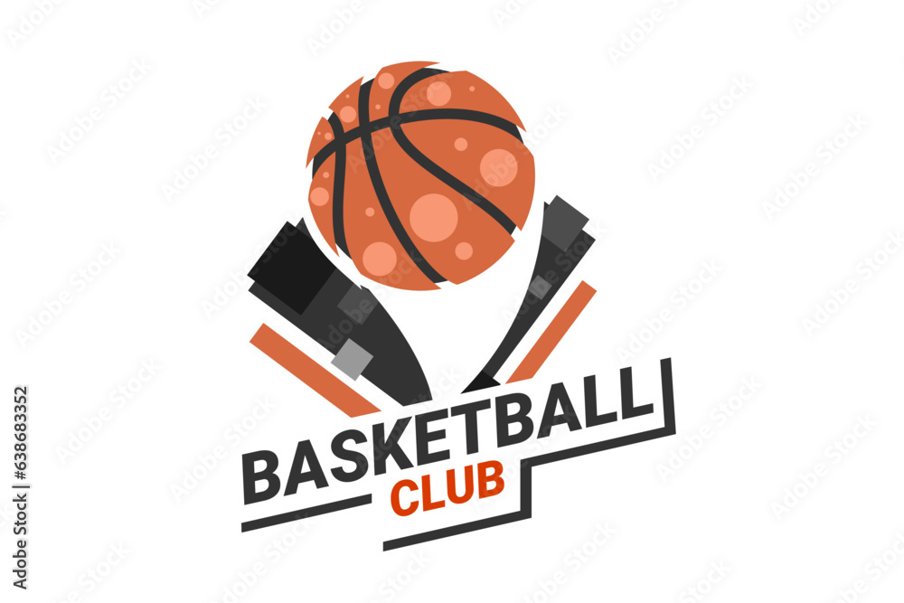 basketball club sign Badge. Basketball logo with shield background vector design. Vector illustration. 