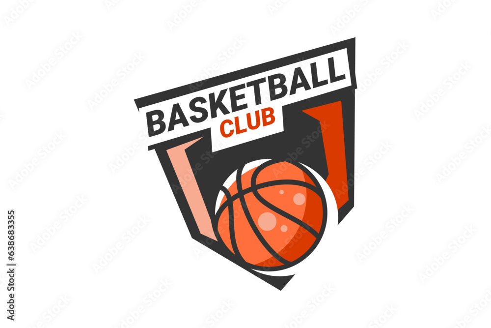 basketball club sign Badge. Basketball logo with shield background vector design. Vector illustration. 