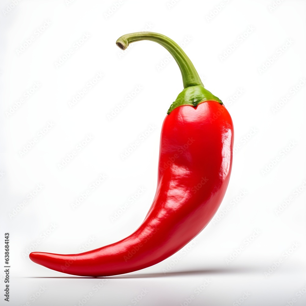 Culinary Fire: A Vibrant Red Chili Isolated on White Canvas Culinary Fire: A Vibrant Red Chili Isolated on White Canvas