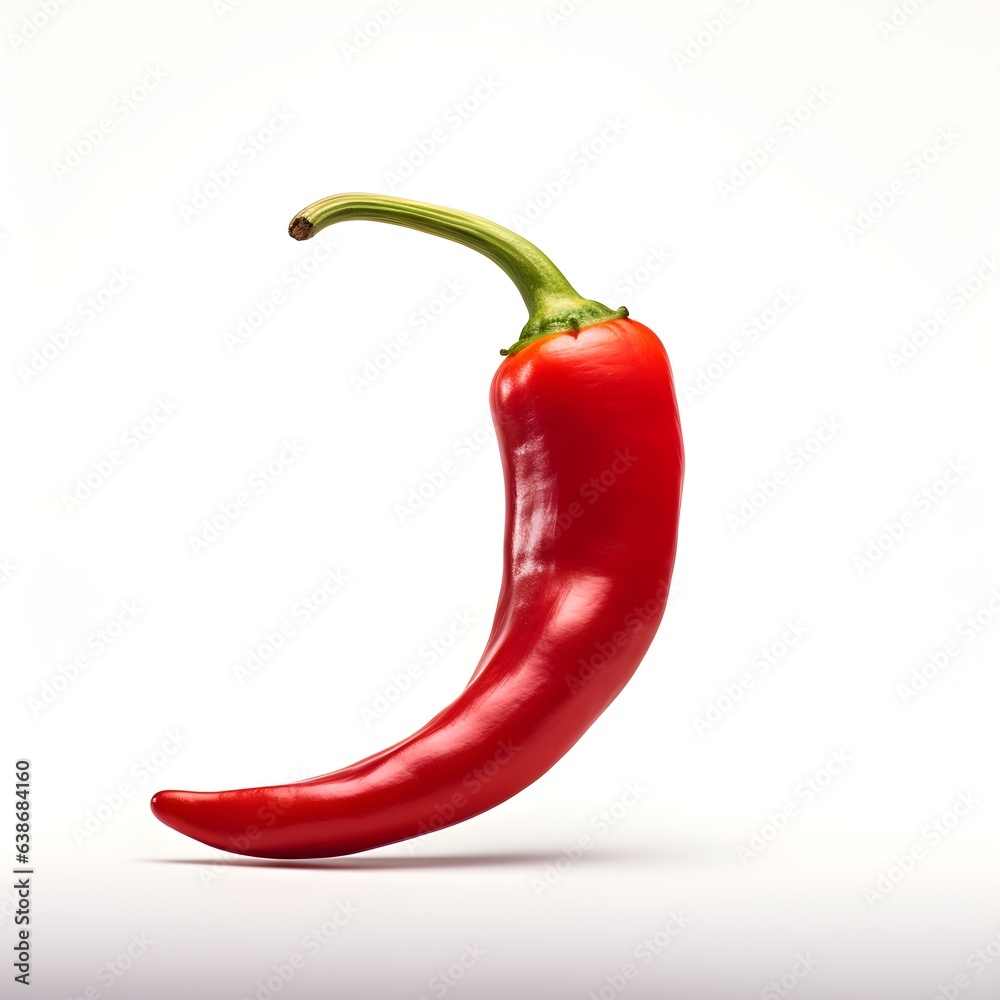Culinary Fire: A Vibrant Red Chili Isolated on White Canvas Culinary Fire: A Vibrant Red Chili Isolated on White Canvas
