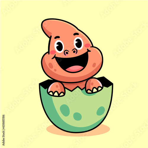 Cartoon baby cute parasaurolophus dinosaur vector
