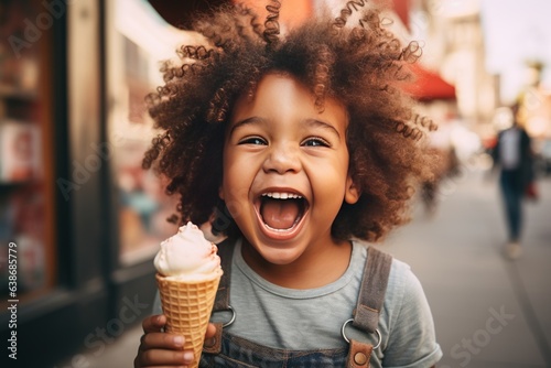  Child Joyfully Enjoying An Ice Cream  Generative AI